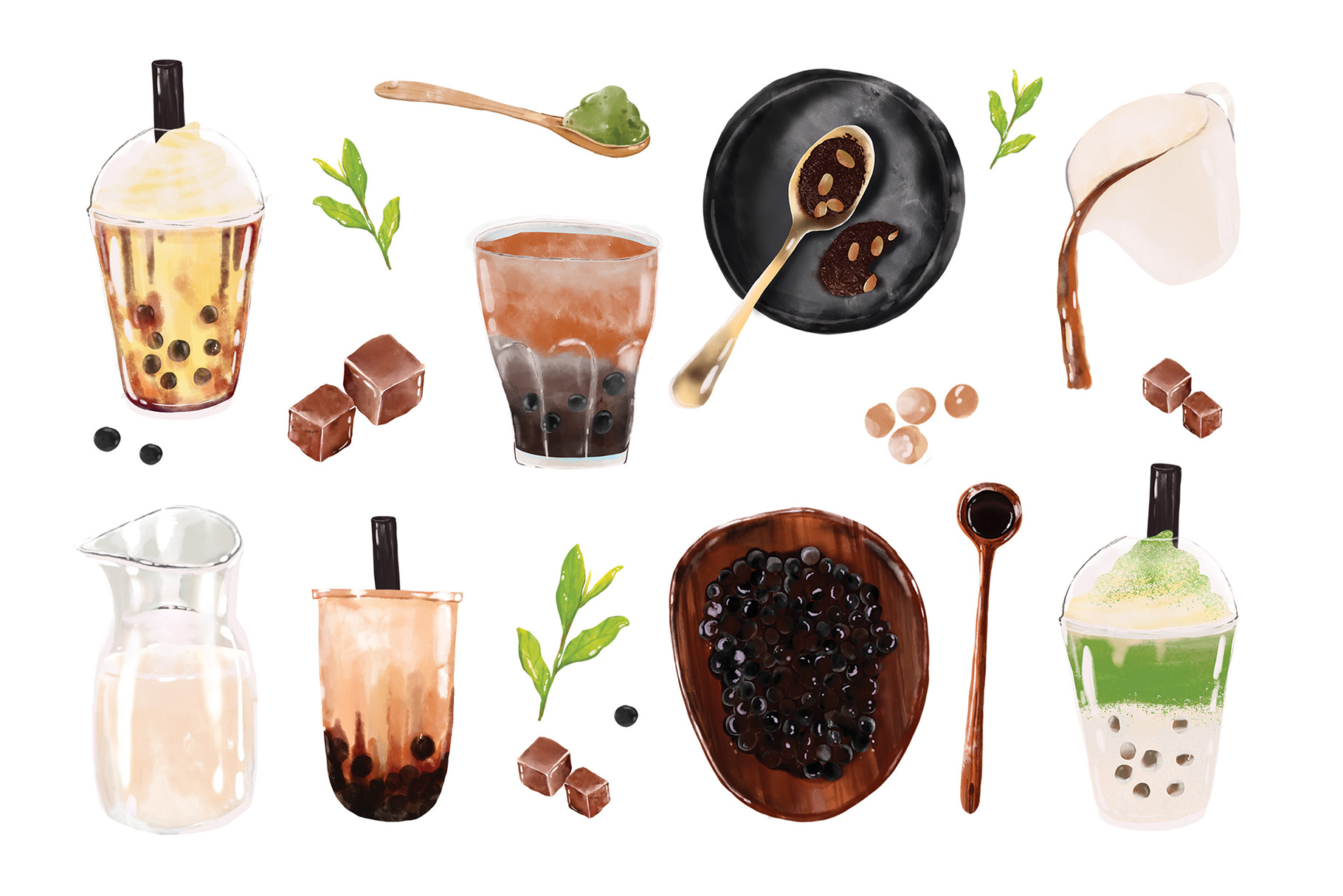 Bubble Tea Clipart Illustration (PSD, PNG Formats)
