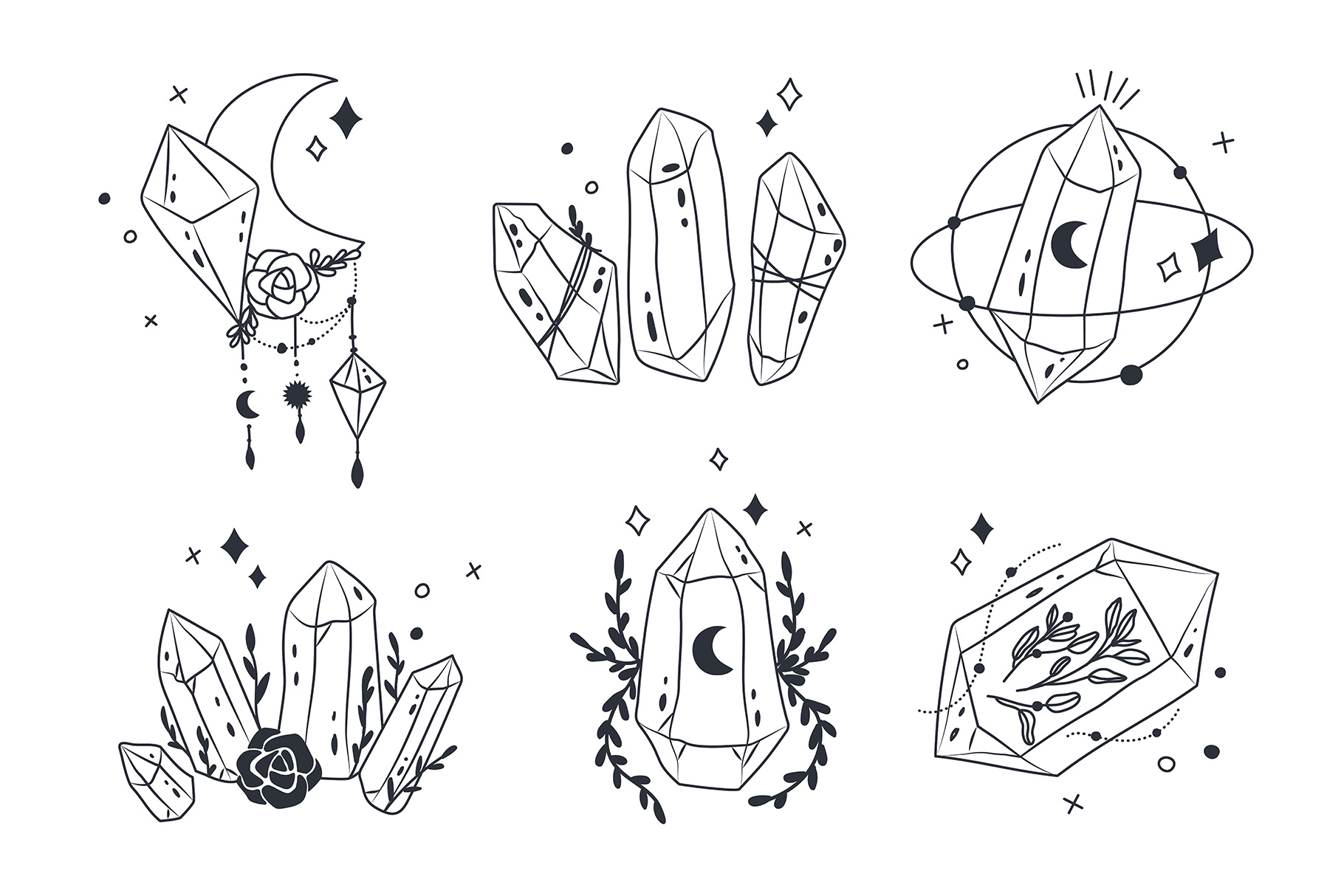 Spiritualism Crystal Illustration (AI, EPS formats)