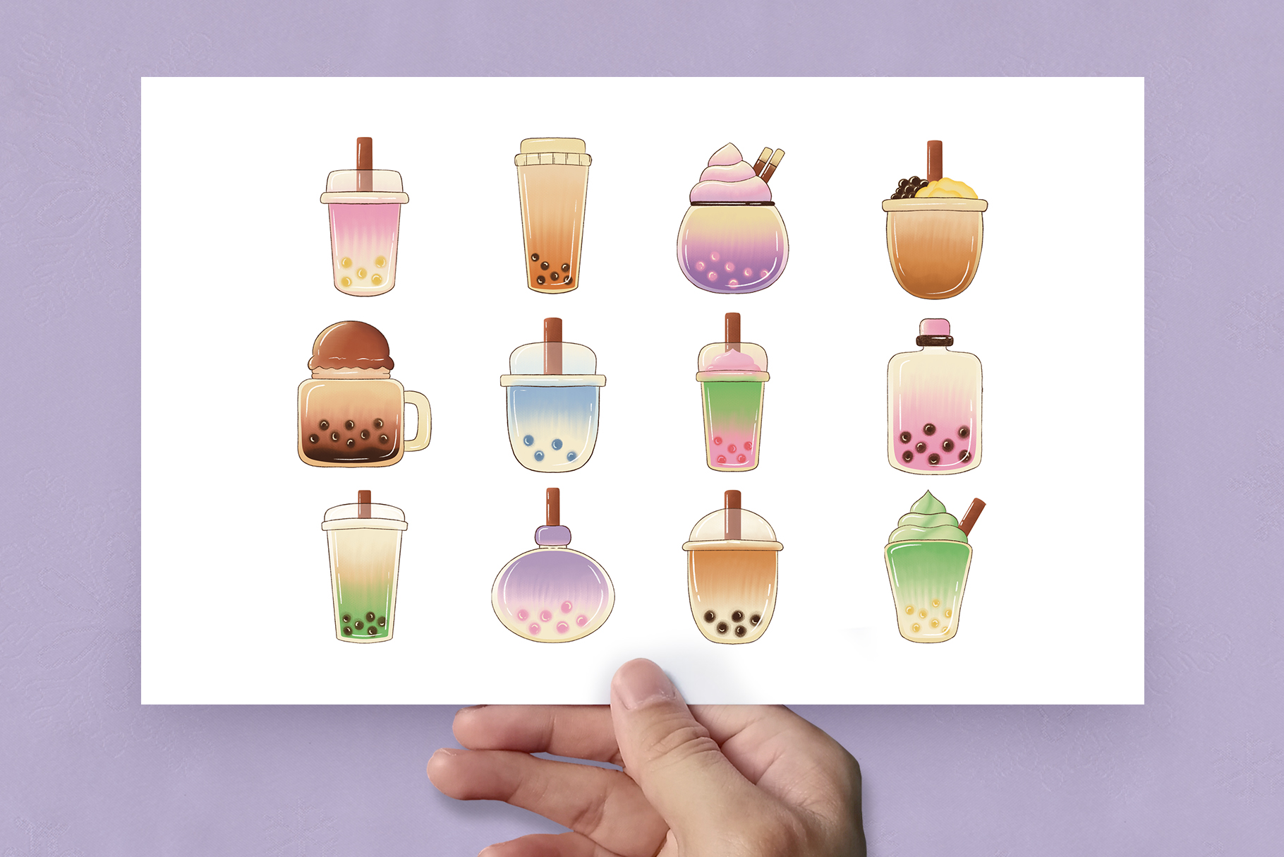 Boba Bubble Tea Clipart Icons (PSD, PNG Format) DesignerCandies