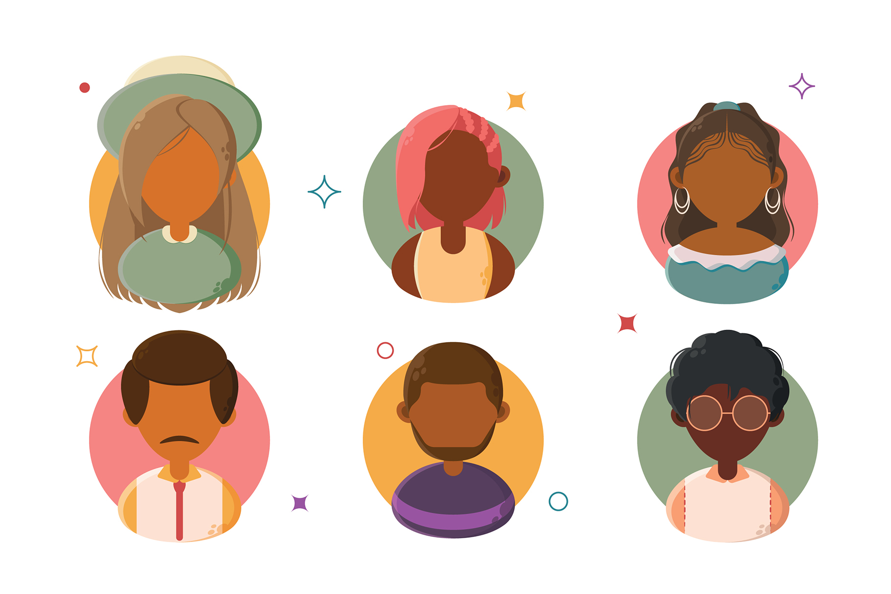 Diverse Character Illustrations (AI, EPS Formats) DesignerCandies
