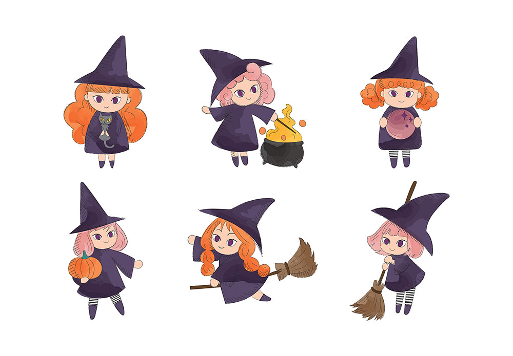 Cute Witch PNG Clipart Vector Illustration