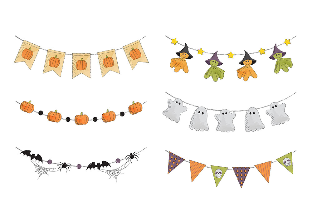 Halloween Bunting Decoration PNG Clipart Vector Illustration