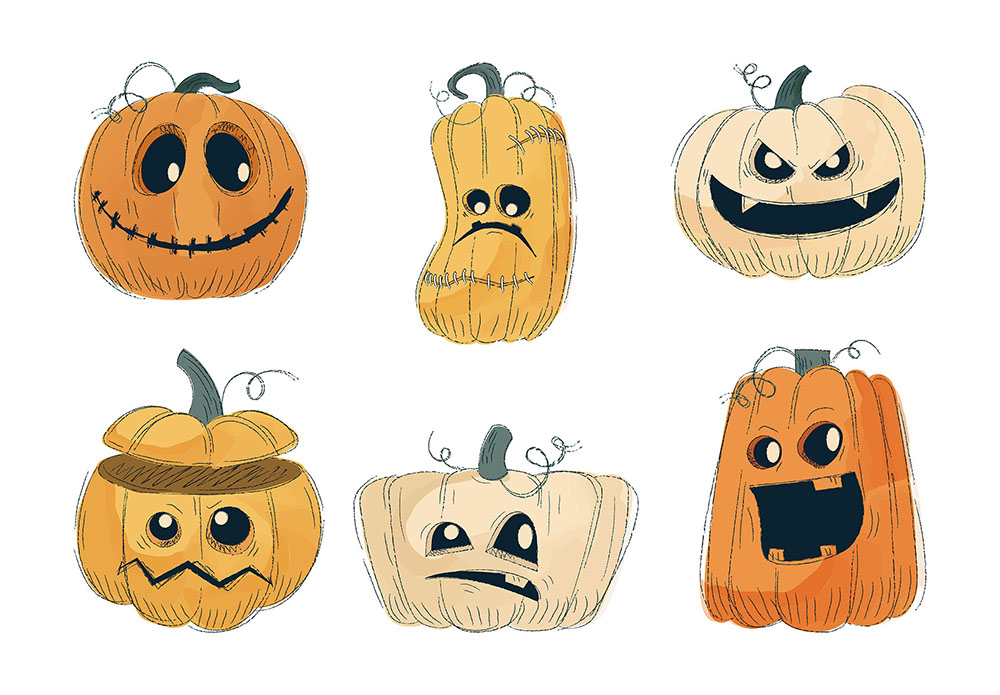 Halloween Pumpkins PNG Clipart Vector Illustration