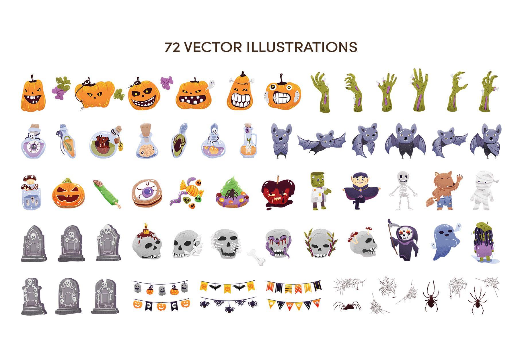 Halloween Vector Graphics Distorted Caricatures - PSD, Ai, EPS, PNG Format