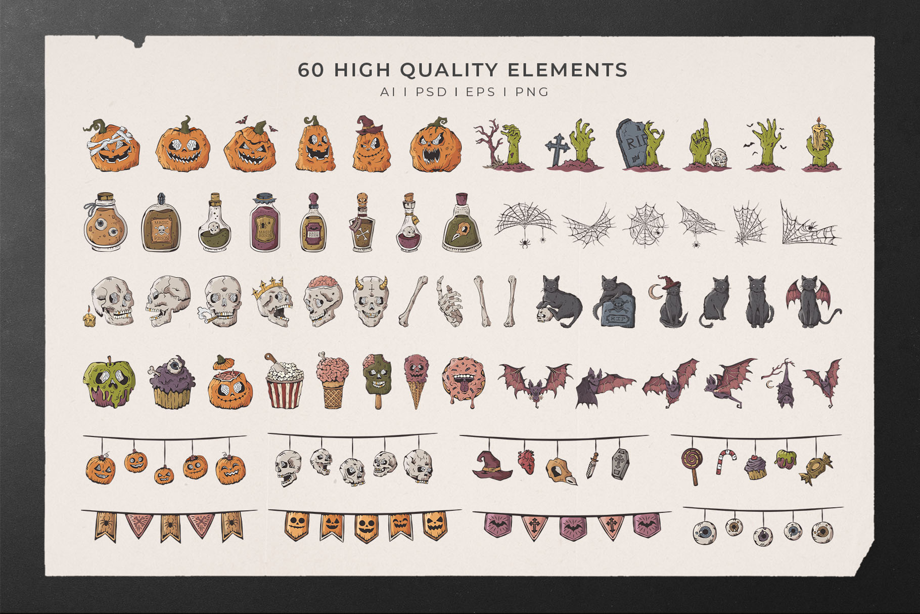 Hand Drawn Halloween Vector Clipart Illustrations in PSD, Ai, EPS & PNG Format