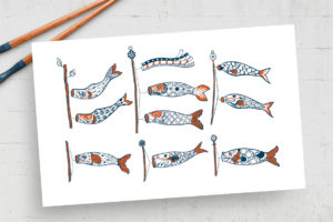 Japanese Koinobori Kites (AI, EPS Format)