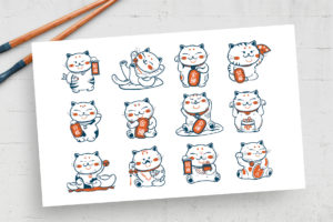 Japanese Maneki-neko Lucky Cat (AI, EPS Format)