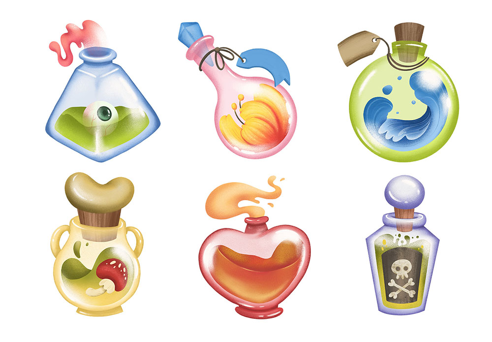 Magic Potion Bottles Spell Jars PNG Clipart