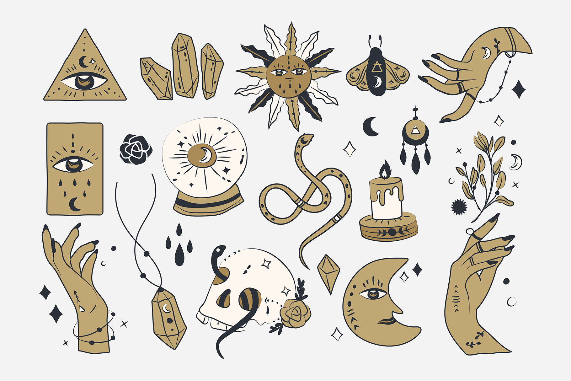 Spiritualism Astrology Clipart (AI, EPS Format)