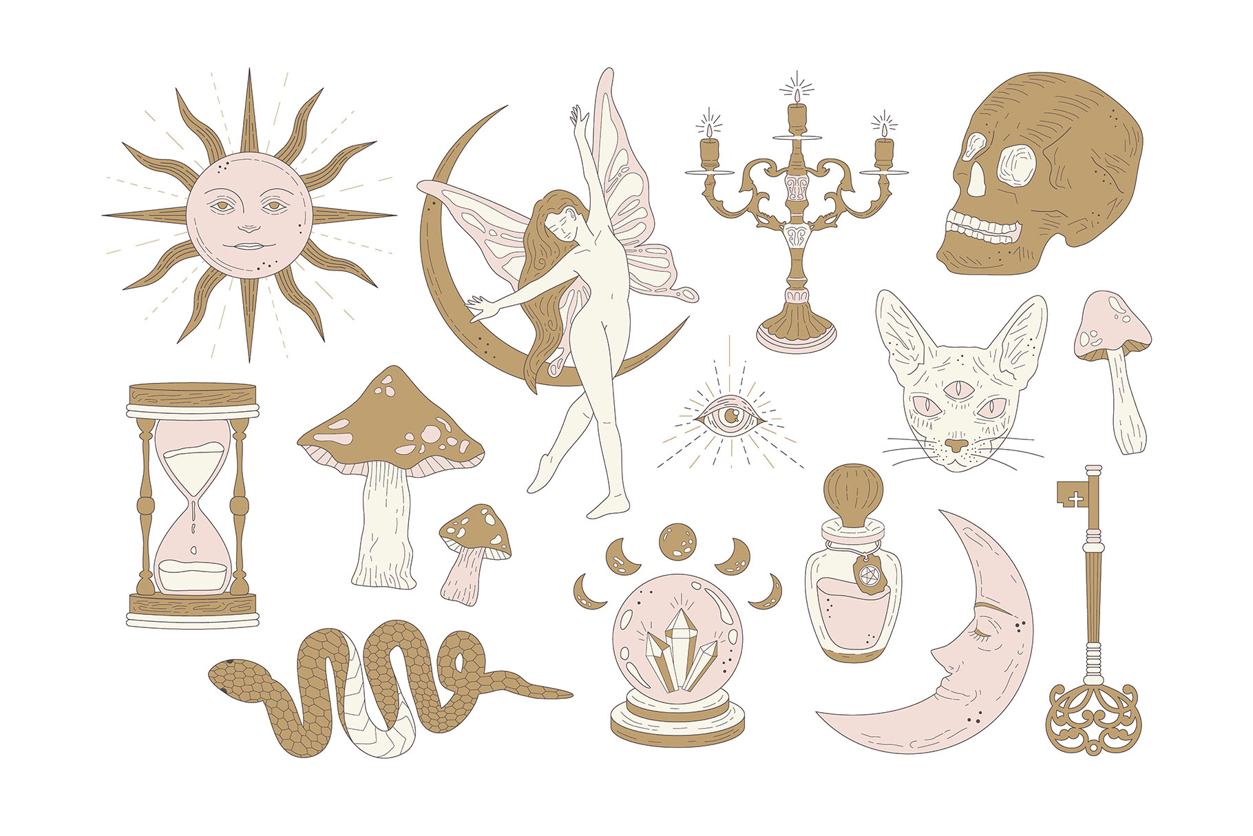 Magic Spiritualism Clipart (AI Format)