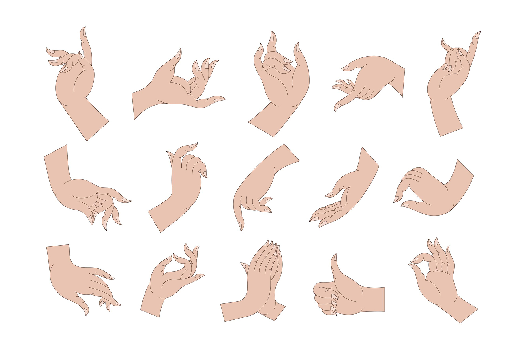 Thai Hand Illustrations (AI, EPS Format)