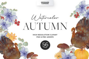 Autumn Fall Watercolor Clipart (PSD, PNG Format)