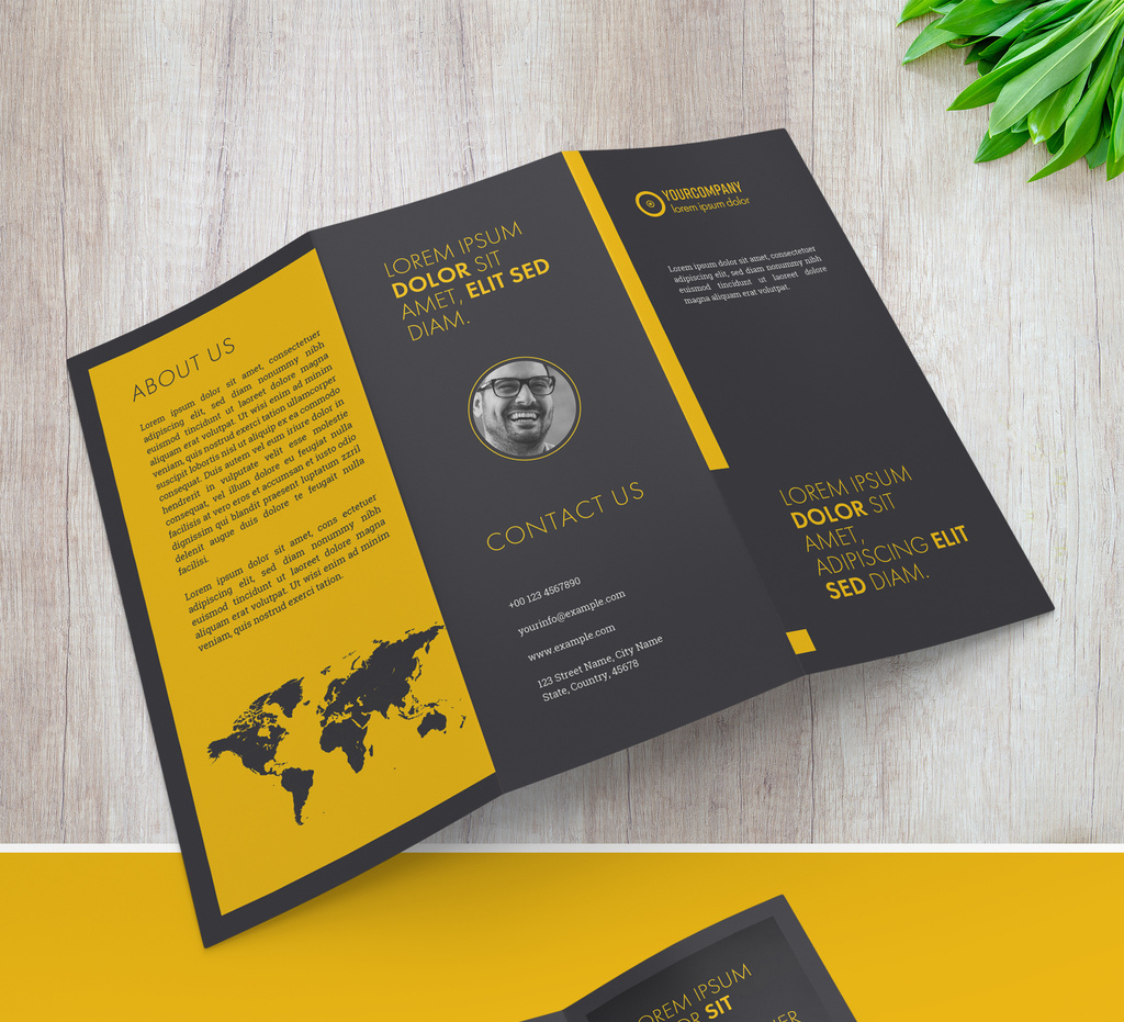black-trifold-brochure-layout-with-yellow-accents-illustrator
