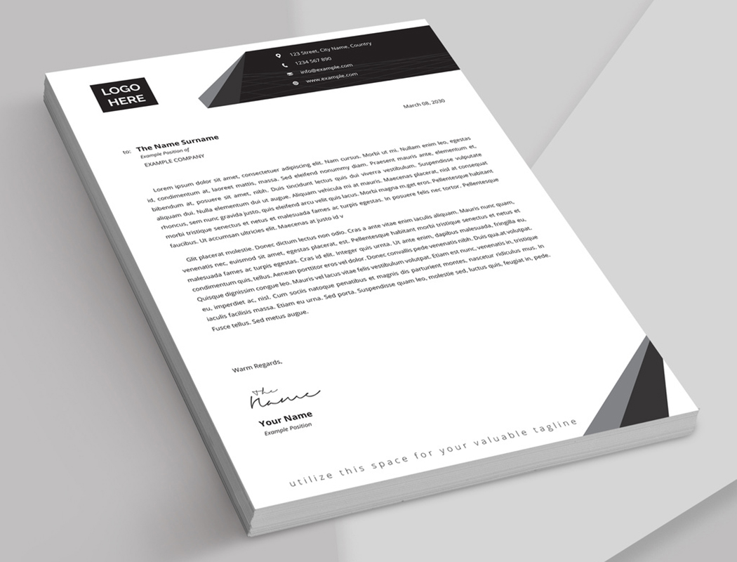letterhead-layout-with-grayscale-design-elements-indd