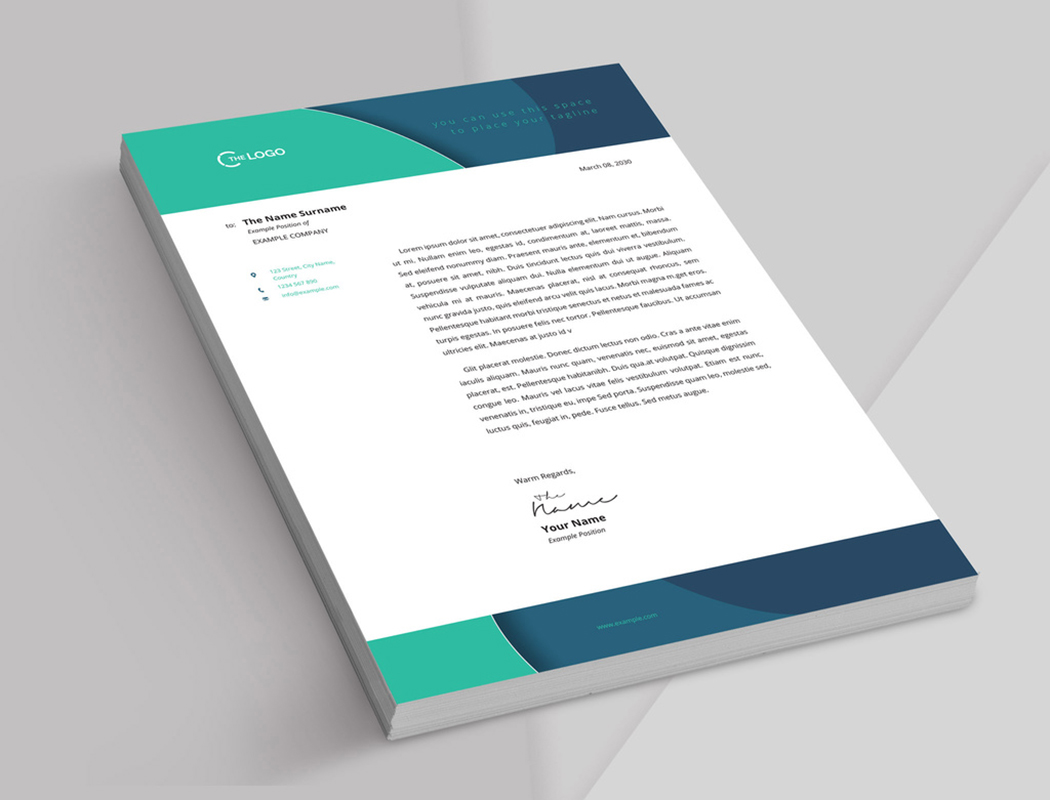 letterhead-layout-with-green-and-dark-blue-accents-indd