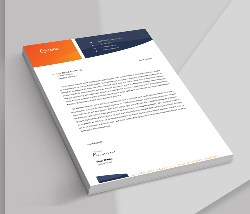 letterhead-layout-with-orange-and-navy-accents-indd