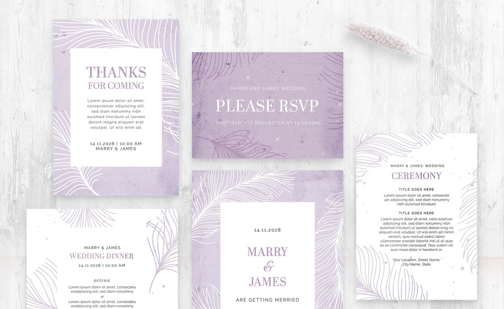 minimal-feather-wedding-suite-purple-illustrator