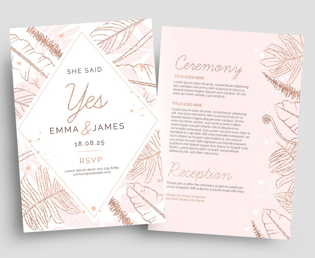 rose-gold-wedding-flyer-layout-with-foliage-illustrations-illustrator