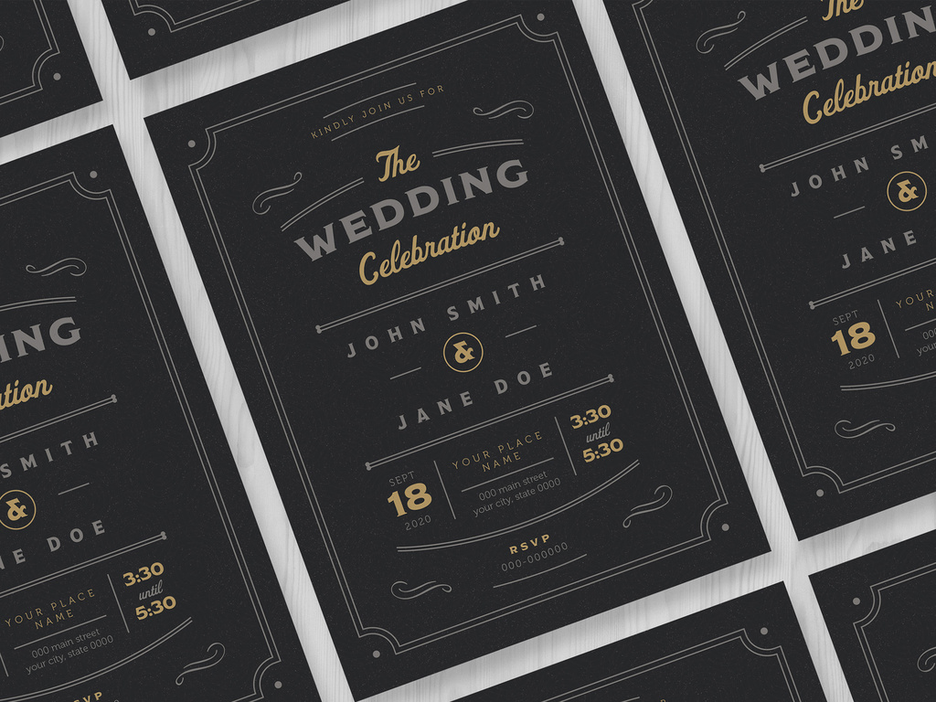 wedding-invitation-layout-on-a-black-background-illustrator