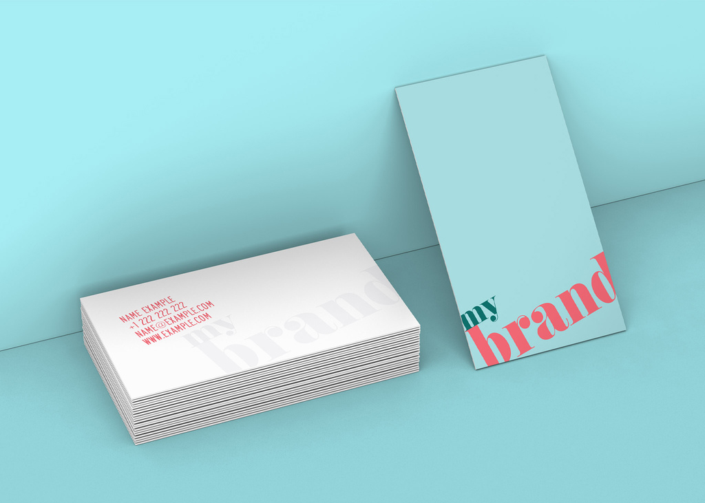 2 Business Cards Leaning on a Wall Mcokup (PSD Format)