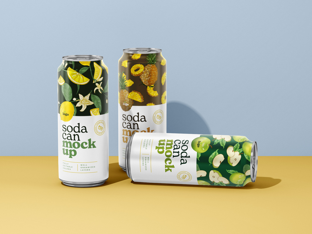 500ML Soda Cans Mockup (PSD Format)