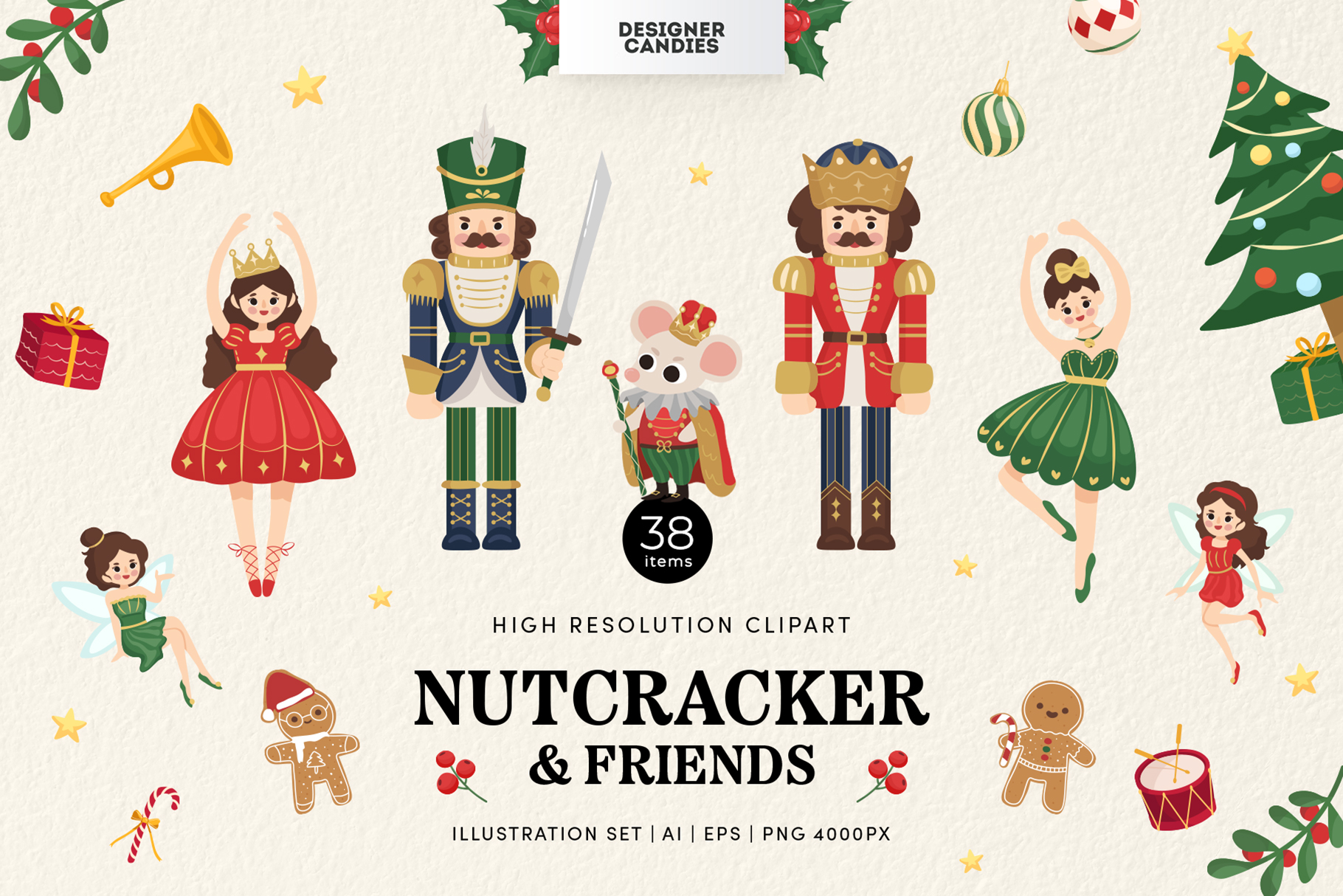 Christmas Nutcracker Vector Illustrations (PSD, PNG, PAT Format)