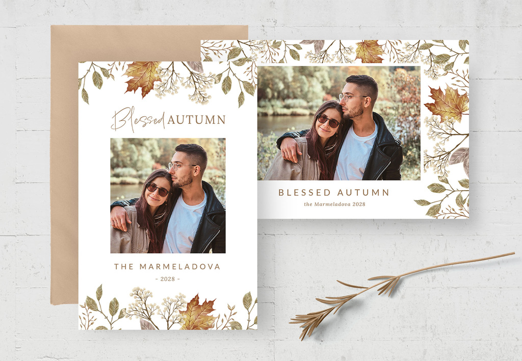 Autumn Fall Photo Card Greetings Card Flyer (PSD Format)