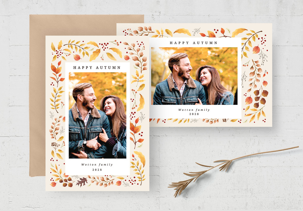 Autumn Fall Photo Card Layout (PSD Format)
