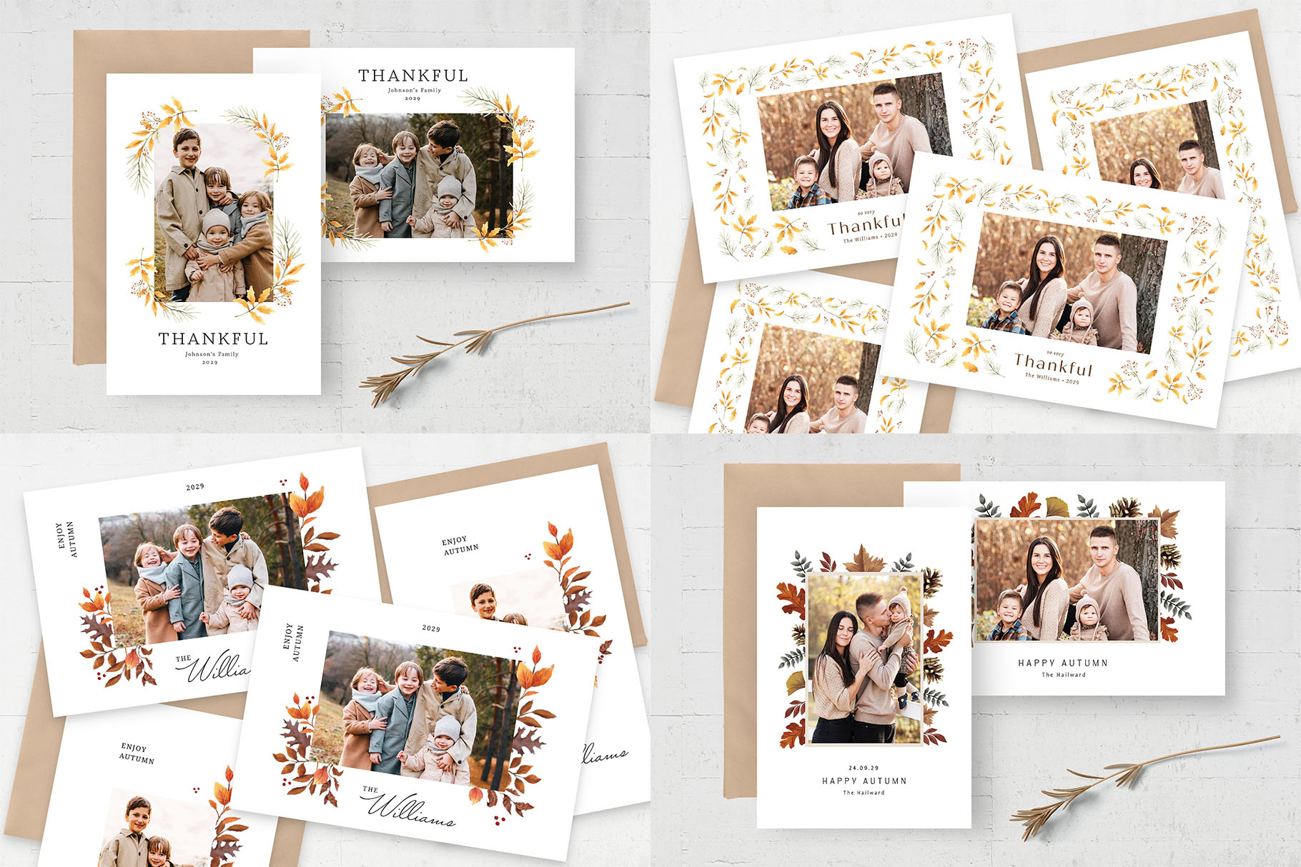 Autumn Fall Photo Card Templates Bundle (PSD Format)