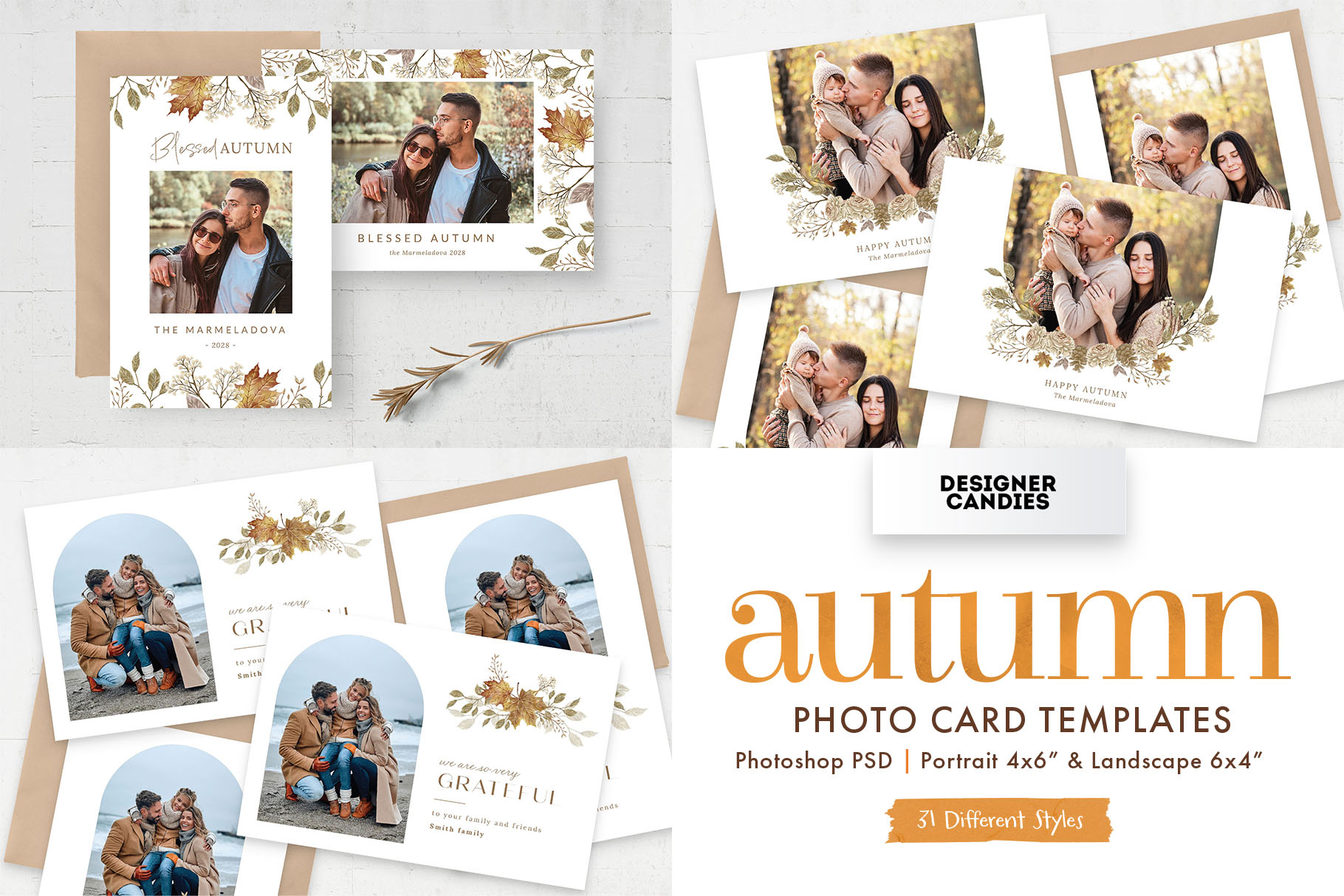 Autumn Fall Photo Card Templates Bundle (PSD Format)