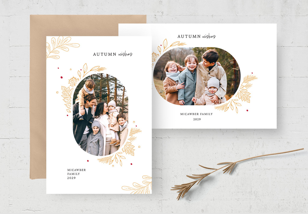 Autumn Fall Thanksgiving Photo Card with Modern Minimal Style (PSD Format)