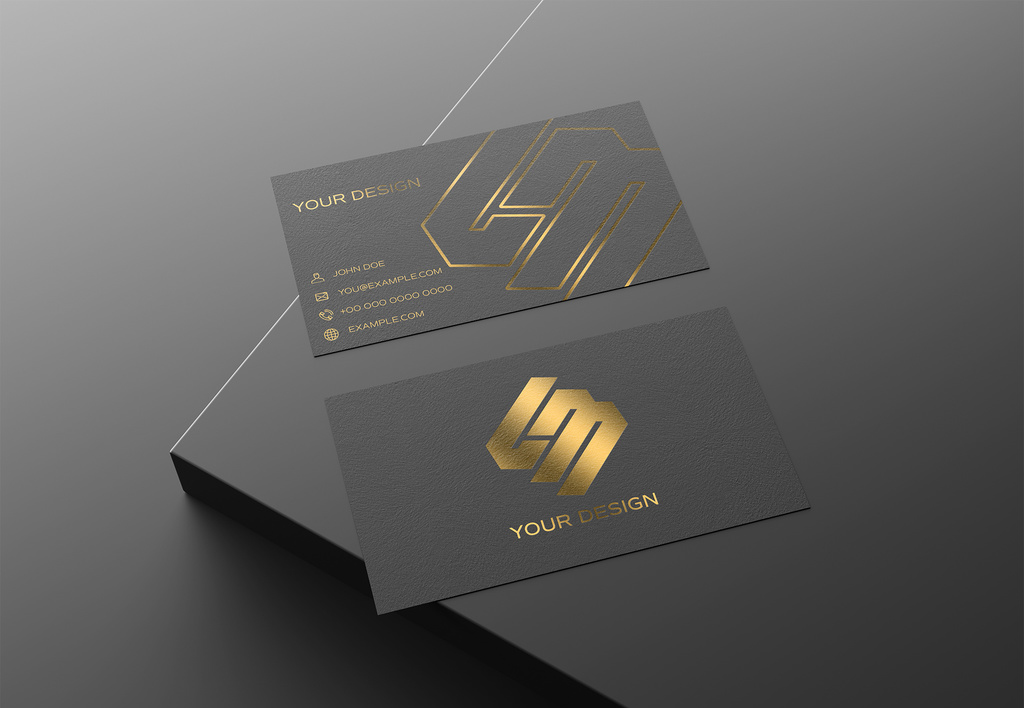 Black and Gold Business Card Mockup (PSD Format)