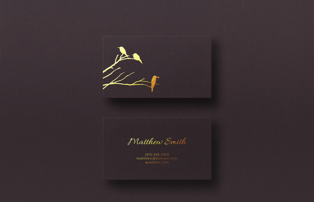 Black Business Card Mockup Gold Foil (PSD Format)