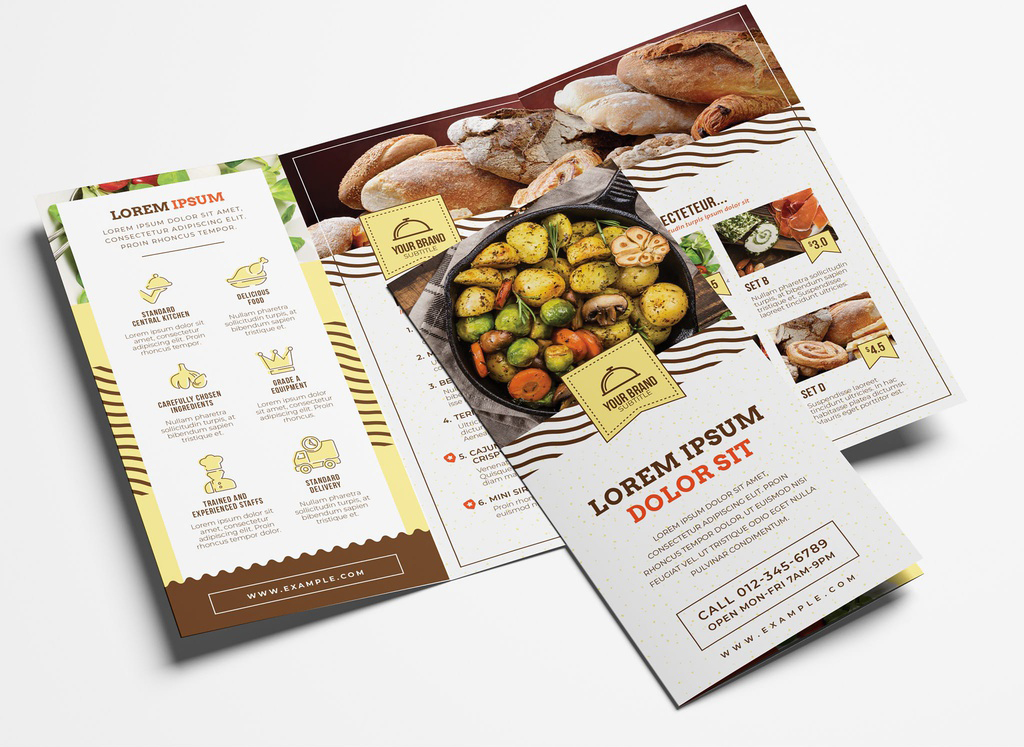 Catering Service Trifold Brochure Layout (PSD Format)