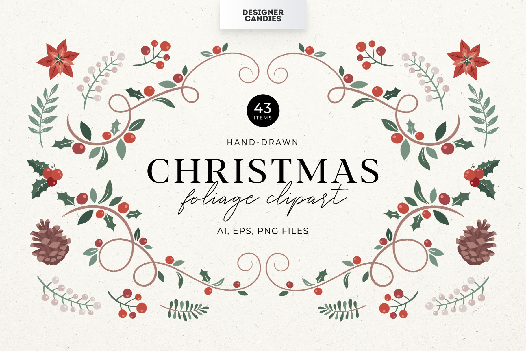 Christmas Foliage Graphic Pack (PSD, AI, EPS Format)