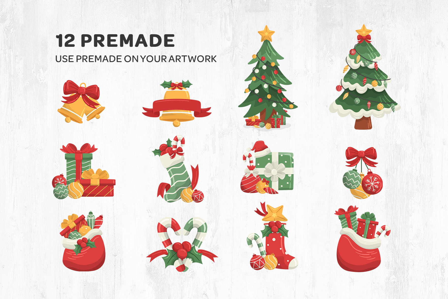 Christmas Vector Illustrations Set (Ai, EPS, PNG Format)