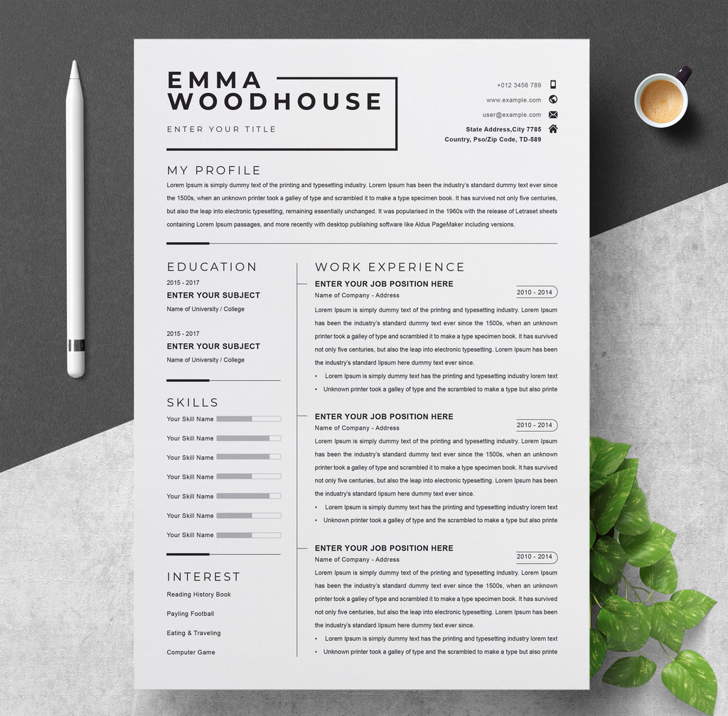 Clean Resume Layout (AI Format)