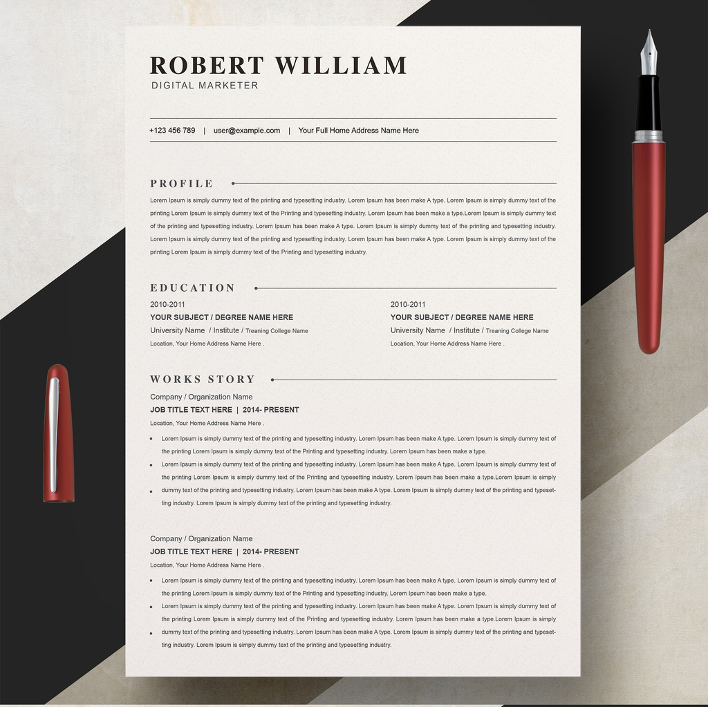 Clean Resume Layout with Cover Letter (AI Format)