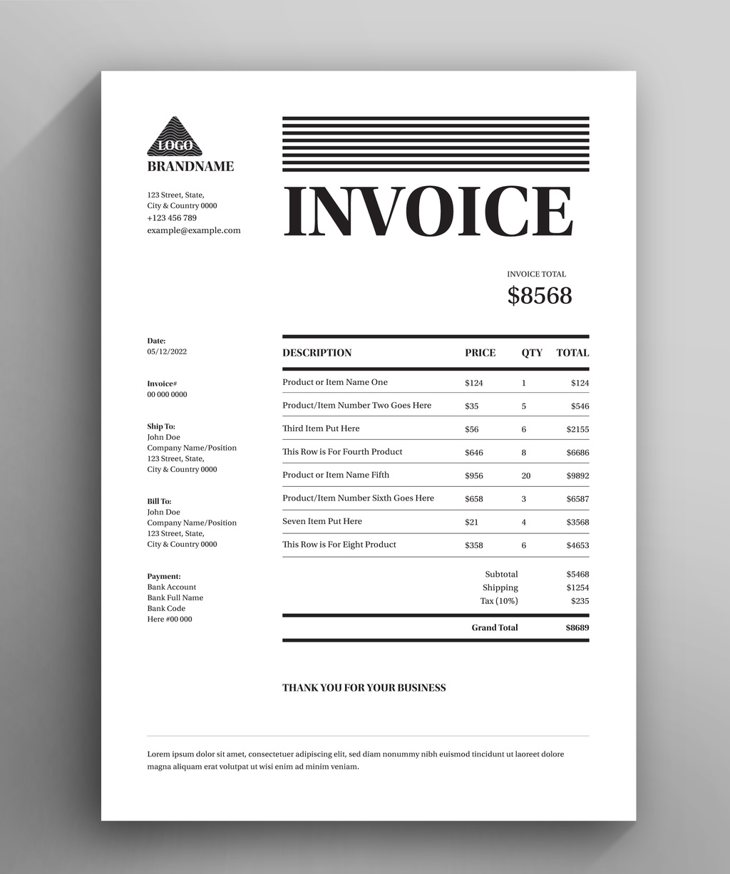 Company Invoice Layout (AI Format)