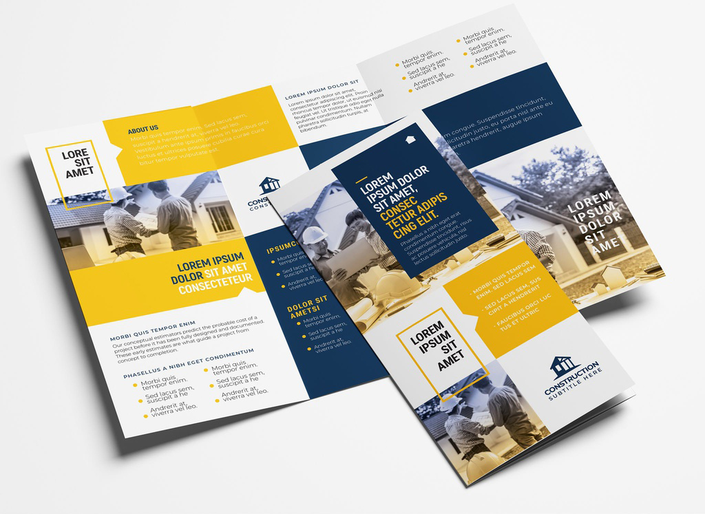 Construction Trifold Brochure Layout (PSD Format)
