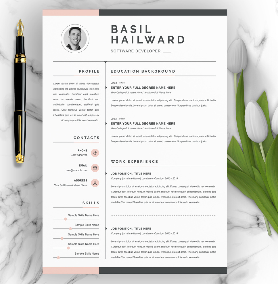 Creative Resume Layout with Photo (AI Format)