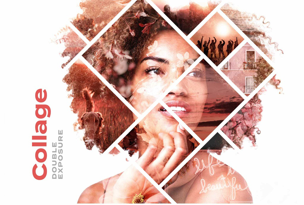Digital Collage Double Exposure Photo Effect Mockup (PSD Format)