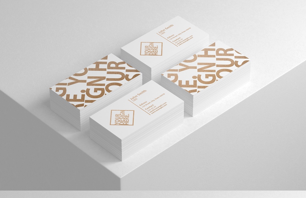 Four Stacks of Business Cards Mockup (PSD Format)