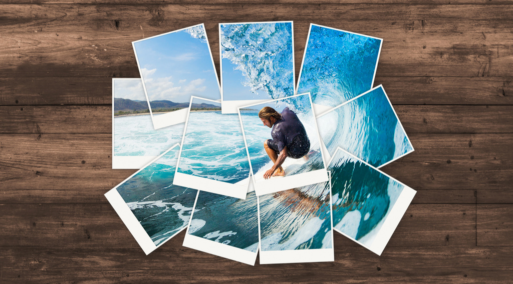 Instant Film Photos Collage Mockup (PSD Format)