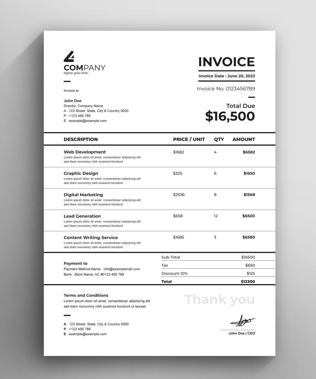Invoice Layout (PSD Format)