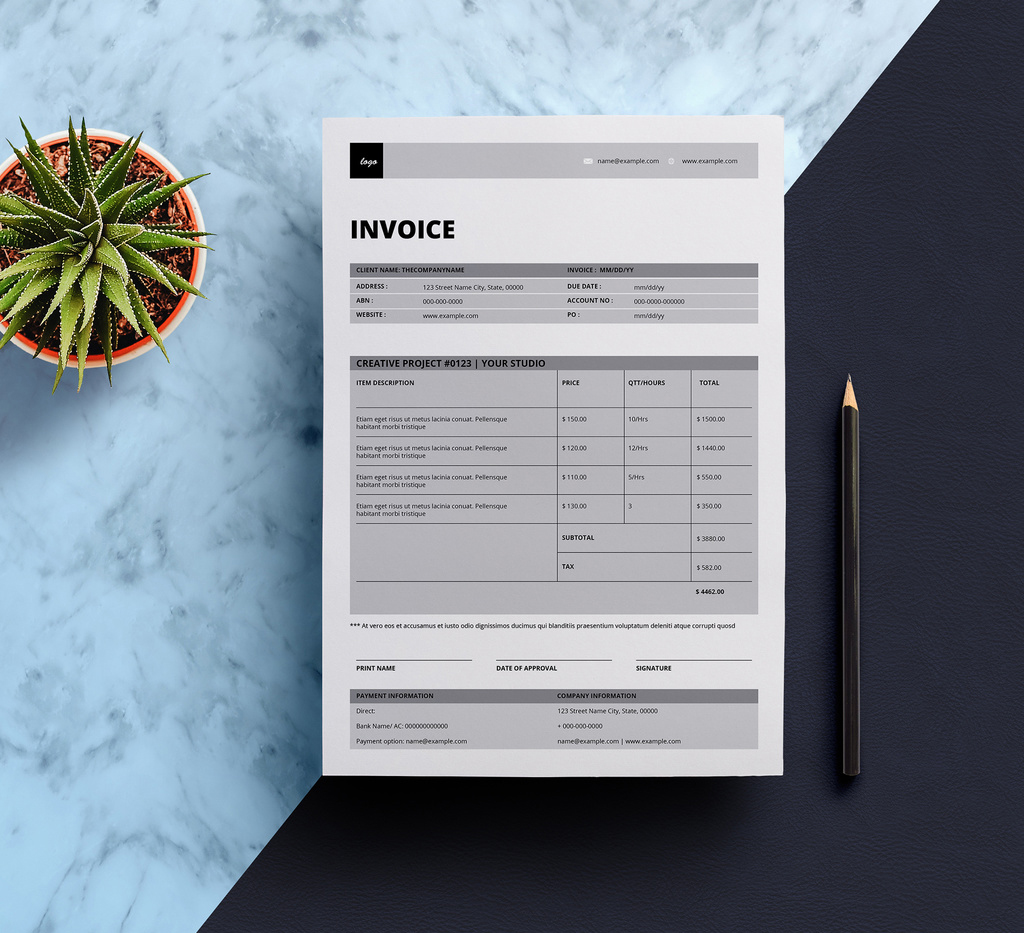 Invoice Layout with Gray Accents (AI Format)