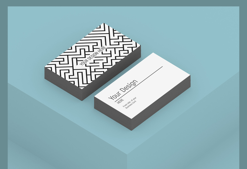 Isometric Minimalist Business Card Mockup with Editable Background (PSD Format)