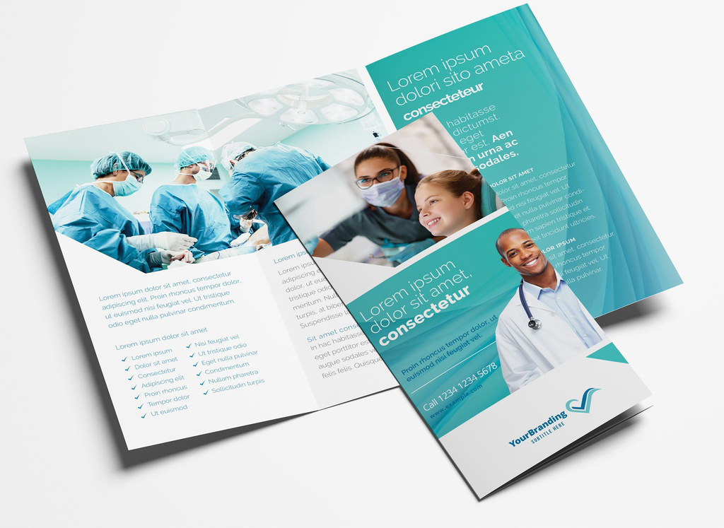 Medical Clinic Trifold Brochure Layout (PSD Format)