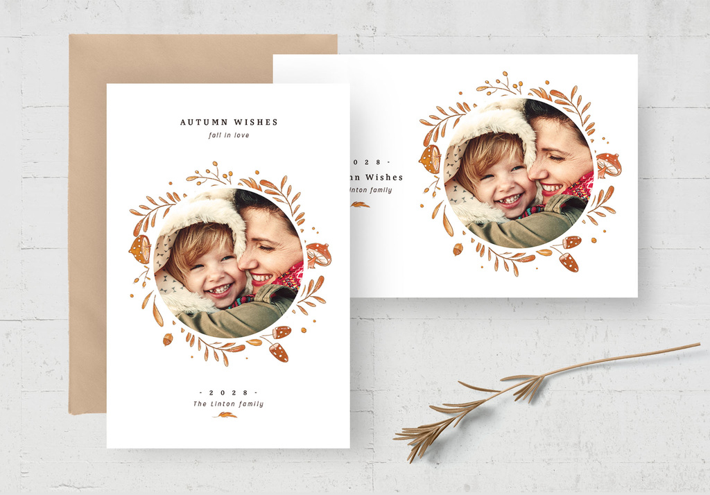Minimal Autumn Fall Photo Card Layout (PSD Format)
