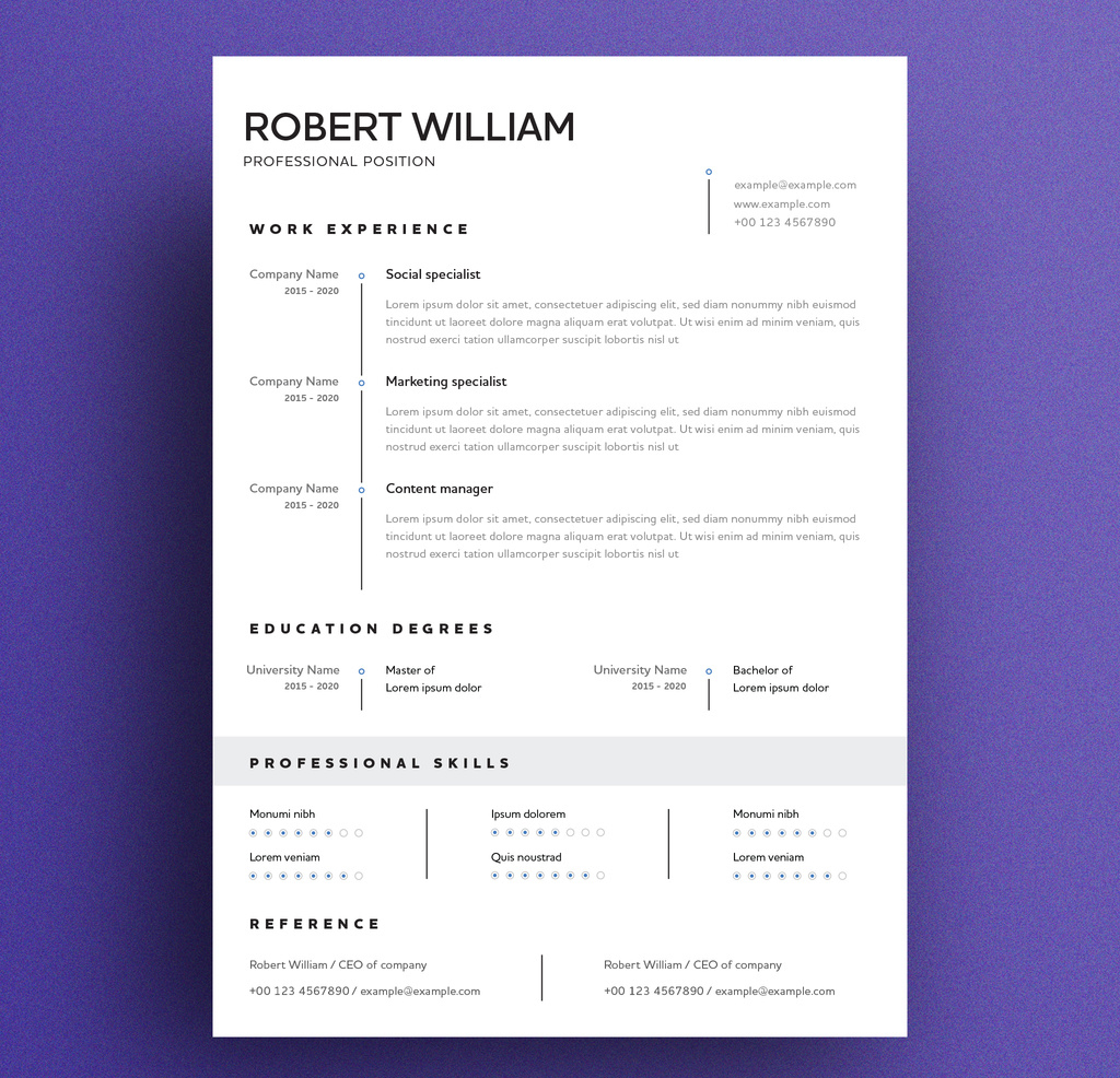 Minimalist Resume Layout with Black and White Accents (AI Format)